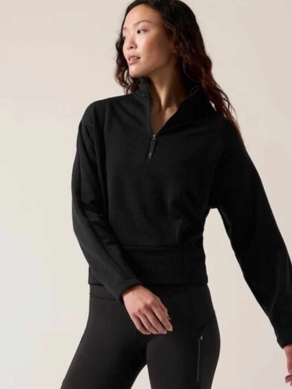 Athleta Altitude Polartec Half Zip Sweatshirt Black Medium M Fleece Pullover